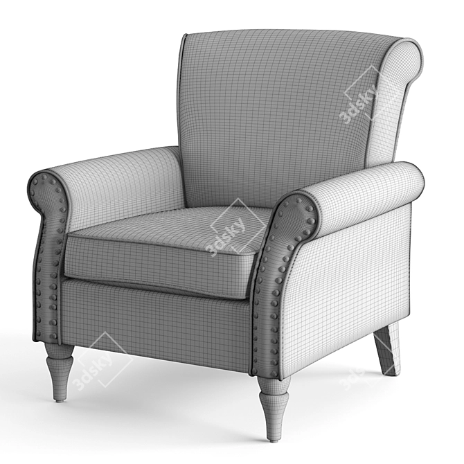 Classic Yellow Upholstered Armchair 3D model image 11