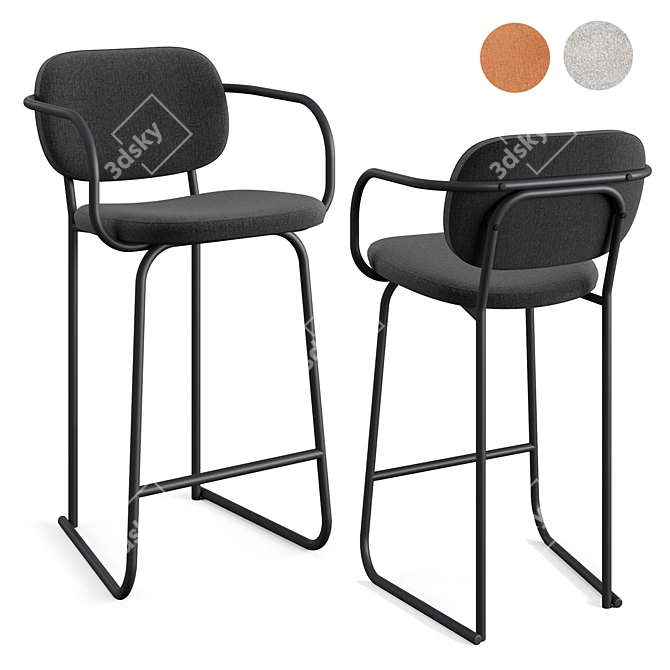 Sleek Ergonomic Sled Bar Stool 3D model image 8