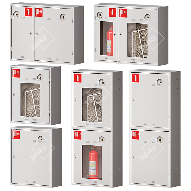 Fire Cabinet Set with 6 Models 3D model image 5