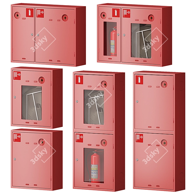 Fire Cabinet Set with 6 Models 3D model image 6