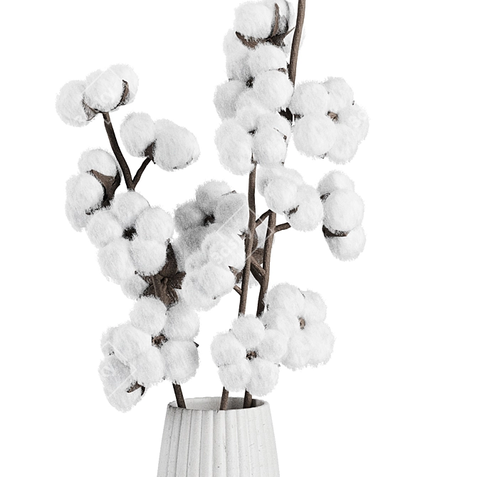 Cotton Flower Bouquet16: Elegant Floral Arrangement 3D model image 2