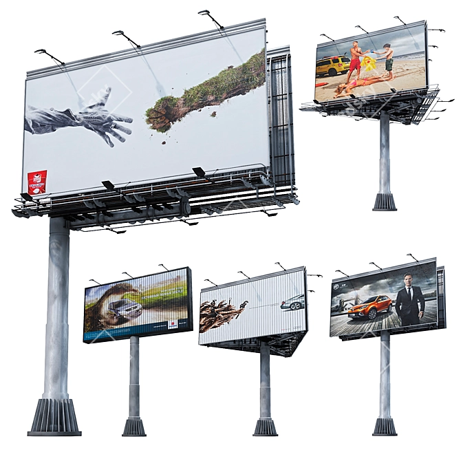 Detailed Low-Poly Billboards 3D model image 2