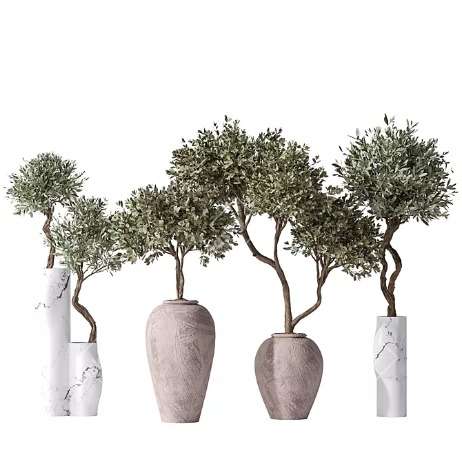 Mission Olive Tree Vase Set 3D model image 1