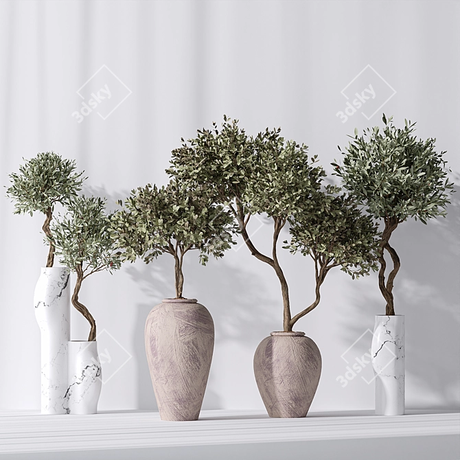 Mission Olive Tree Vase Set 3D model image 2