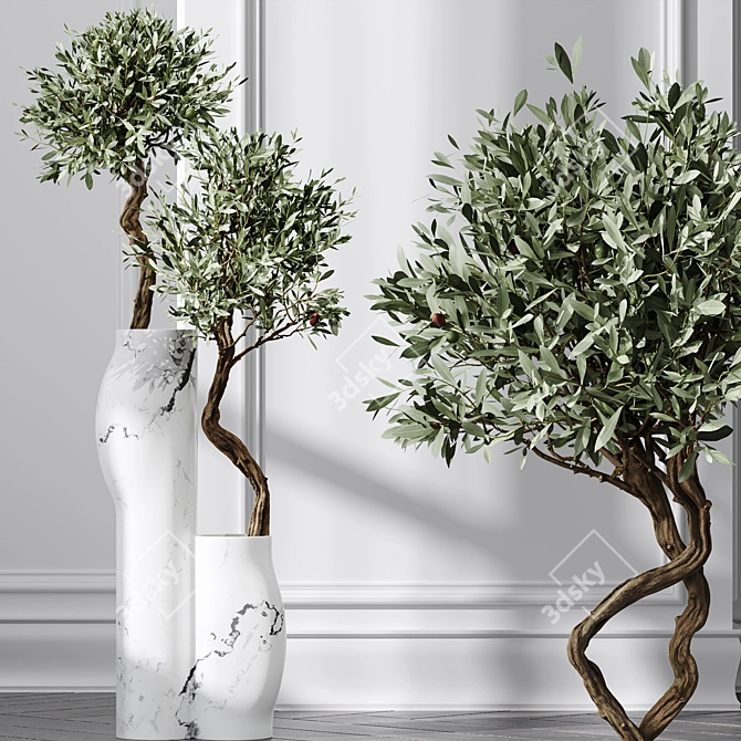 Mission Olive Tree Vase Set 3D model image 3