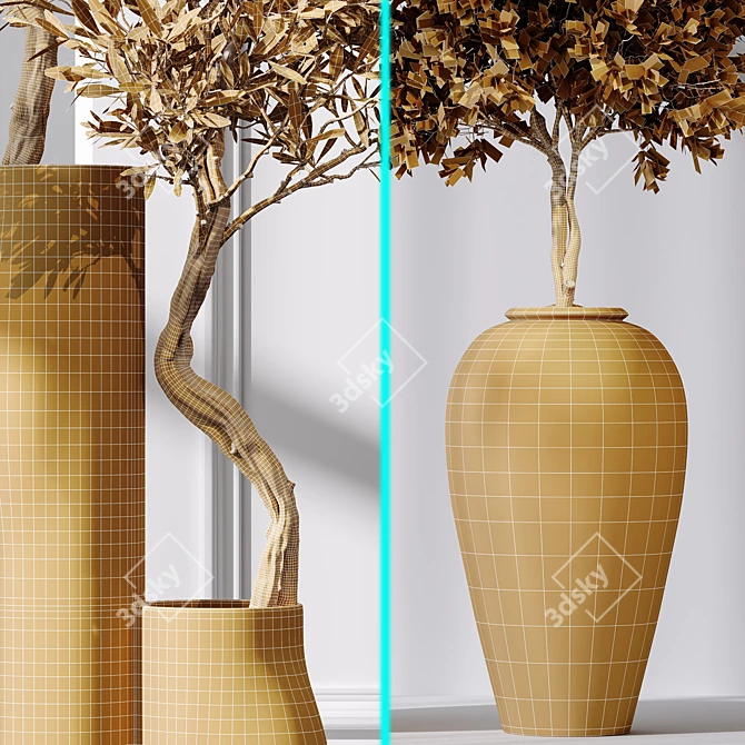 Mission Olive Tree Vase Set 3D model image 7