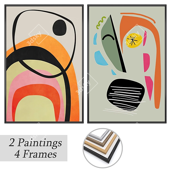 Artwork Set with Multiple Frames 3D model image 1