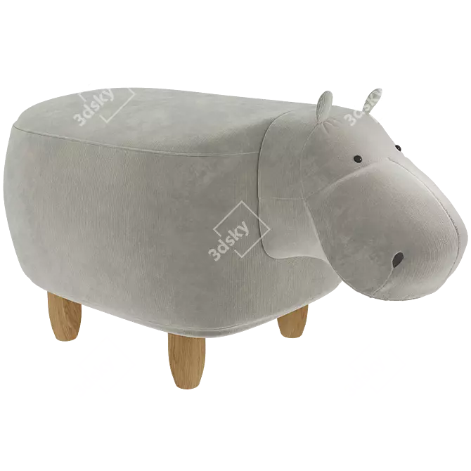 Cute Hippo Kids Ottoman 3D model image 1