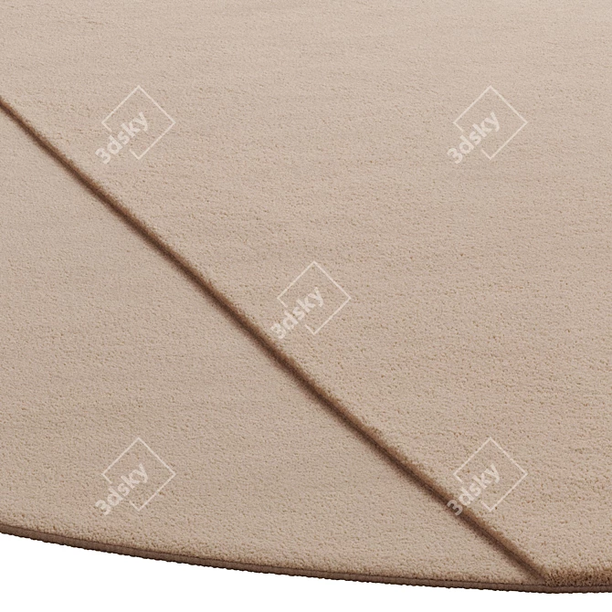 Beige Linen Oval Wool Rug 3D model image 3