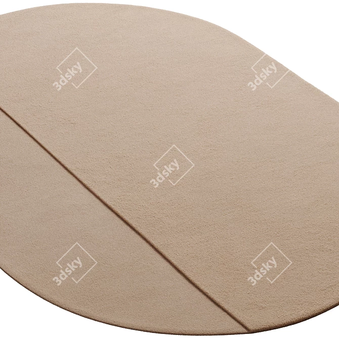 Beige Linen Oval Wool Rug 3D model image 4