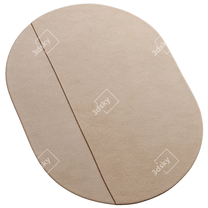 Beige Linen Oval Wool Rug 3D model image 5