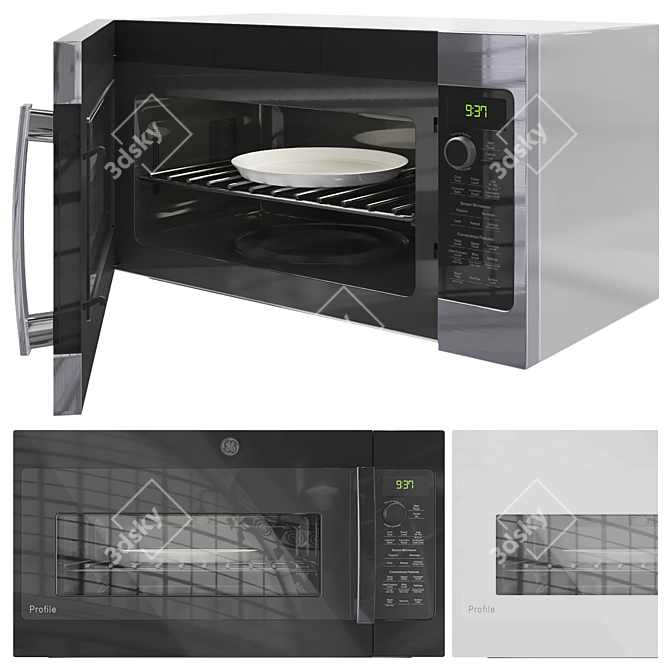 GE Microwave Set 01 - Four Model Kitchen Set 3D model image 9