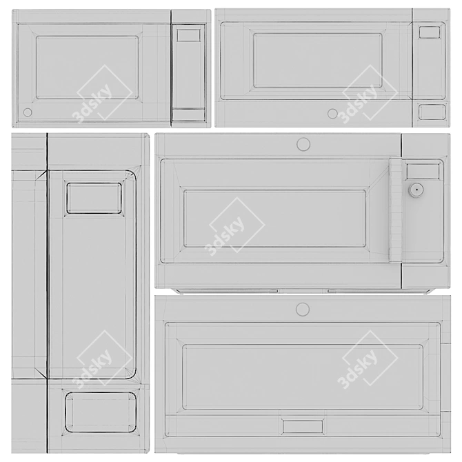 GE Microwave Set 01 - Four Model Kitchen Set 3D model image 5