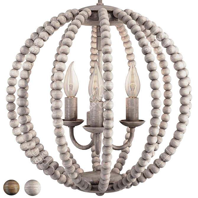 White Beads Chandelier 3D Model 3D model image 2