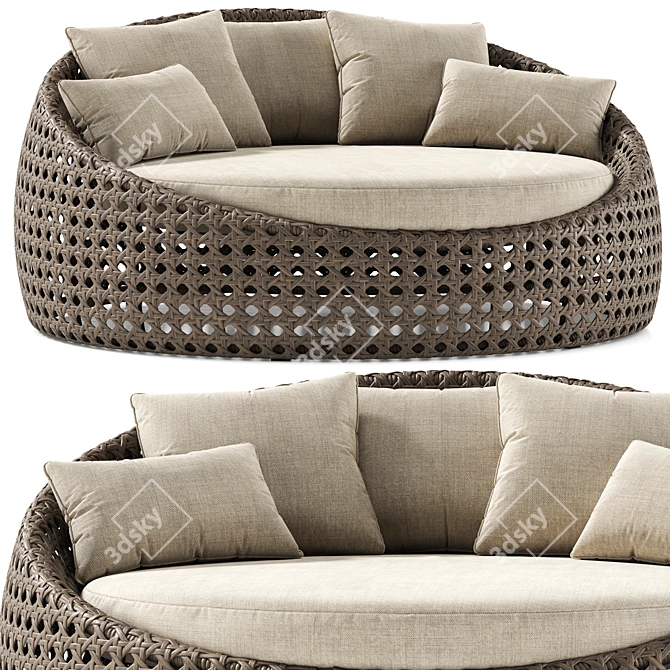 Retro-inspired Wicker Daybed 3D model image 2