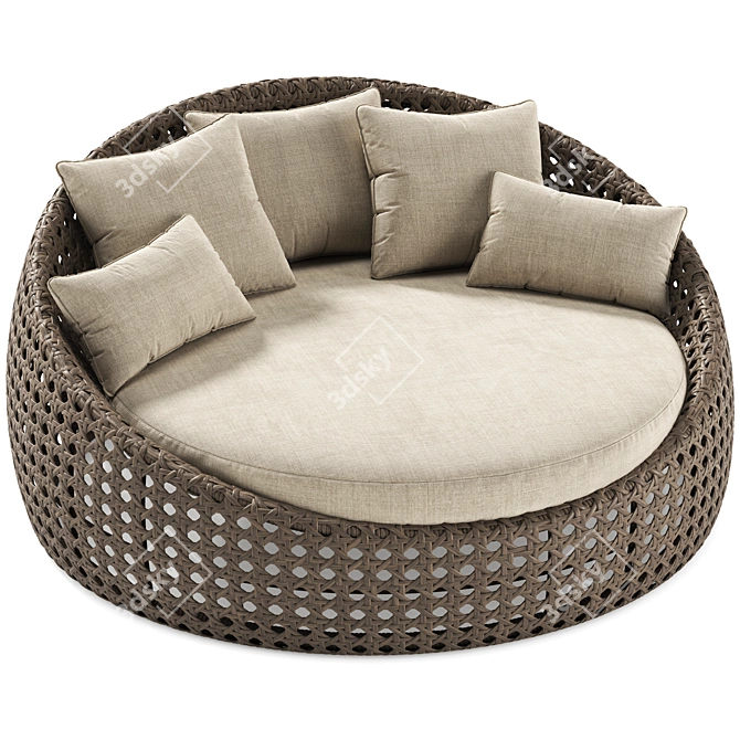 Retro-inspired Wicker Daybed 3D model image 4