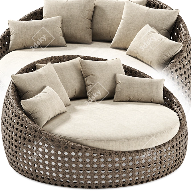 Retro-inspired Wicker Daybed 3D model image 6