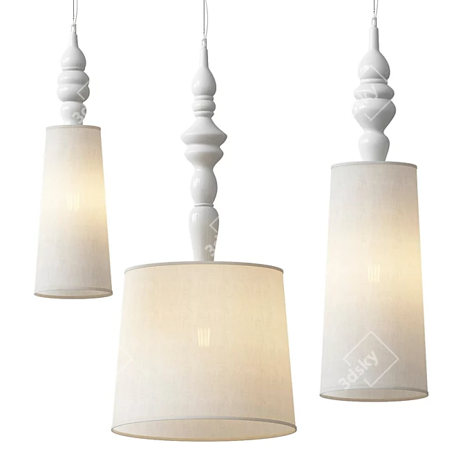 Bohemian Linen Pendant Light 3D model image 1