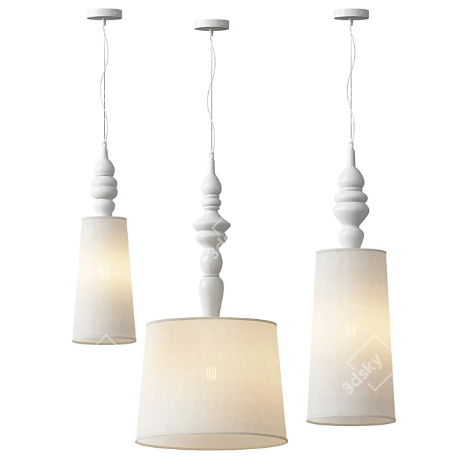 Bohemian Linen Pendant Light 3D model image 3