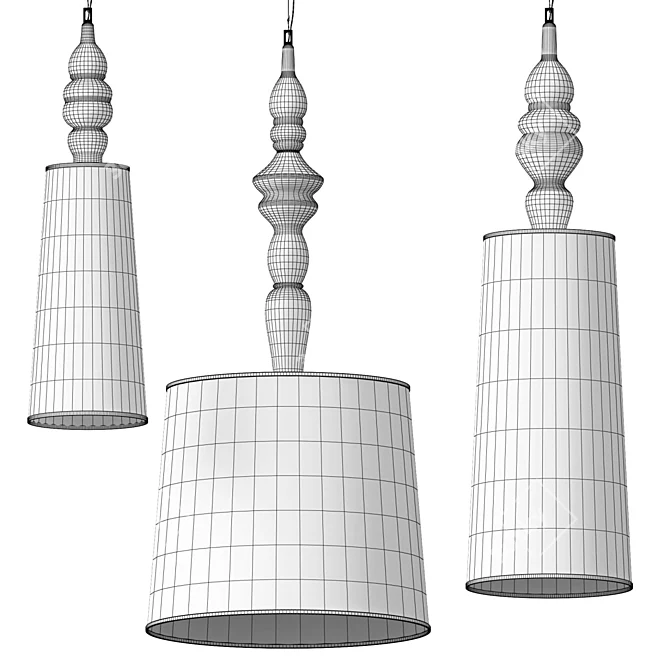 Bohemian Linen Pendant Light 3D model image 4