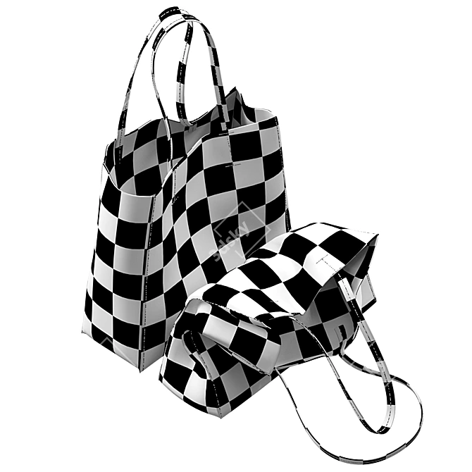 Chic ZARA Shopper Bag Set 3D model image 6