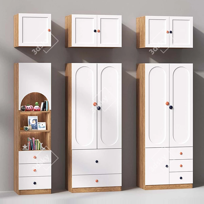 Kids Wood Armoire 3-in-1 3D model image 2