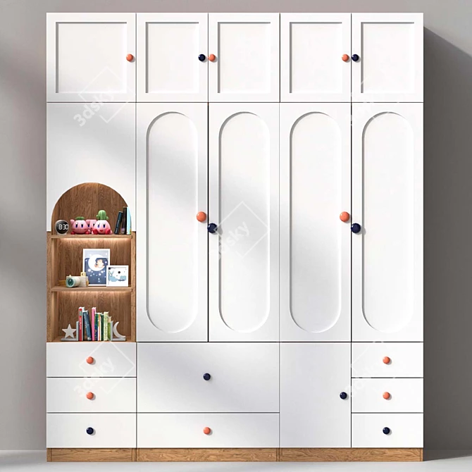 Kids Wood Armoire 3-in-1 3D model image 3