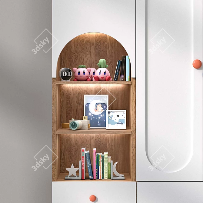 Kids Wood Armoire 3-in-1 3D model image 4