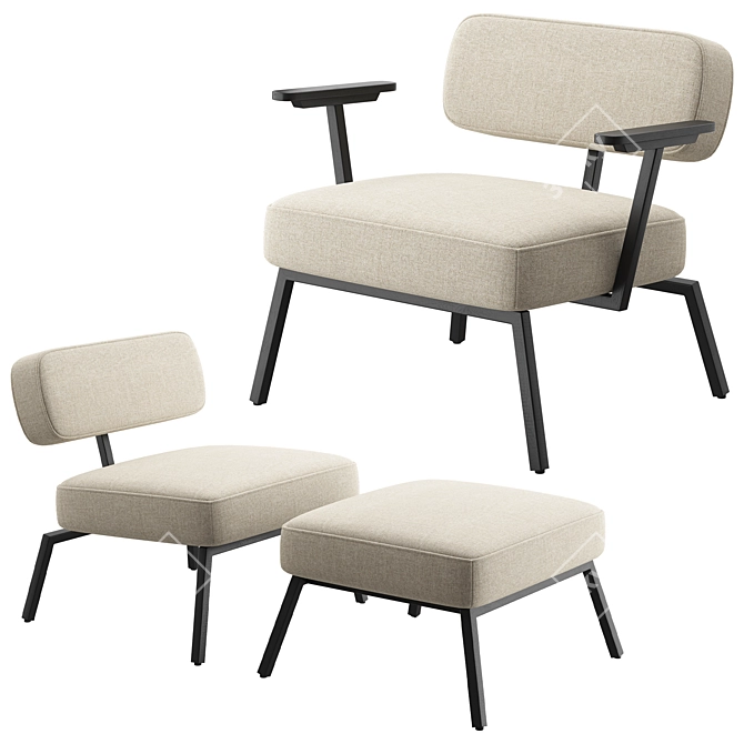 Ode Lounge Chair Set: Modern Elegance 3D model image 6