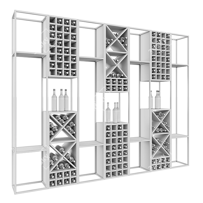 Multi-format Wine Shelf Model 3D model image 3