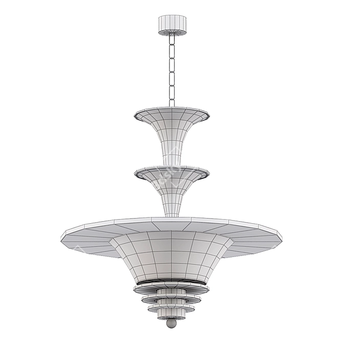 French Modernist Chandelier 1930 3D model image 3