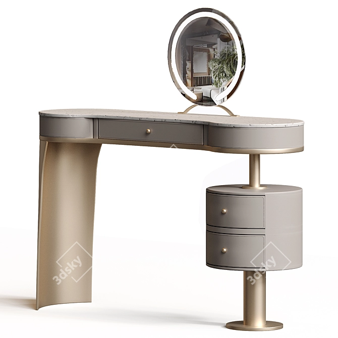 Vanity Table with Mirror 3D model image 2