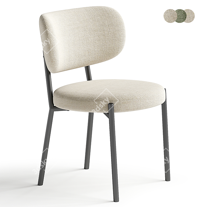 Elegant Taupe Fabric Dining Chair 3D model image 1