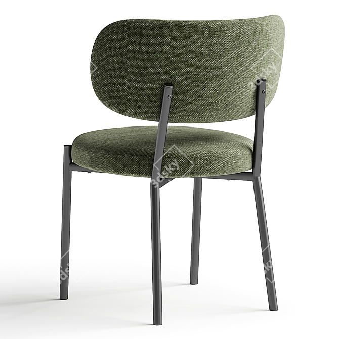 Elegant Taupe Fabric Dining Chair 3D model image 2