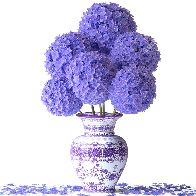 Elegant Floral Hydrangea Décor Ensemble 3D model image 1