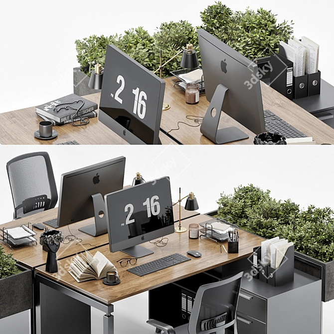 Modern Office Furniture Set 04 3D model image 2