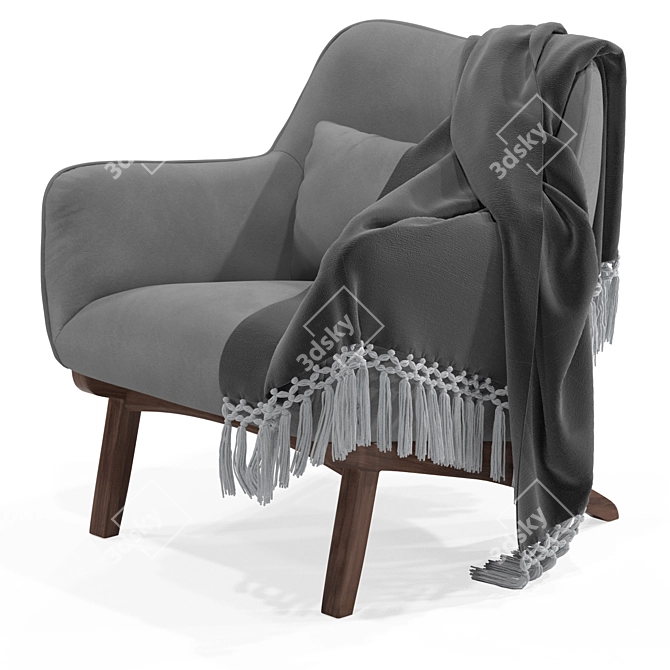 Cozy Chair with Throw 3D model image 2