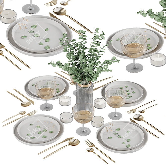 Modern Table Setting V7 (676x719x381mm) 3D model image 1