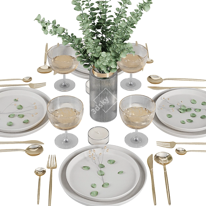 Modern Table Setting V7 (676x719x381mm) 3D model image 2