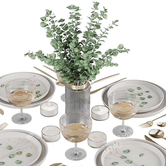 Modern Table Setting V7 (676x719x381mm) 3D model image 3