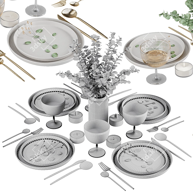 Modern Table Setting V7 (676x719x381mm) 3D model image 5