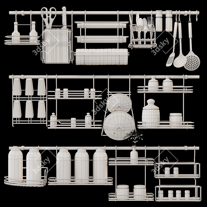 Czech Kitchen Railings Set 3D model image 6