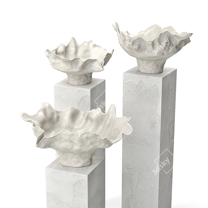 Ivory Meteor Ceramic Vase Pedestal 3D model image 3