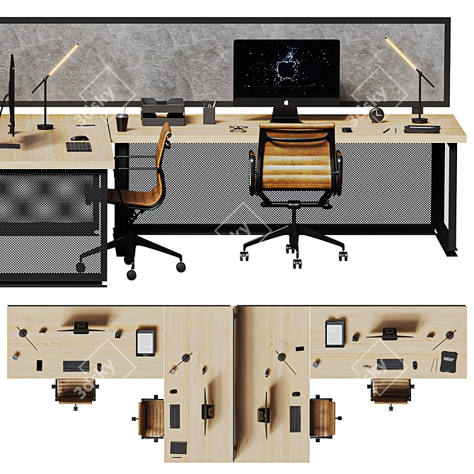 IKEA Office Table Set 3D model image 4