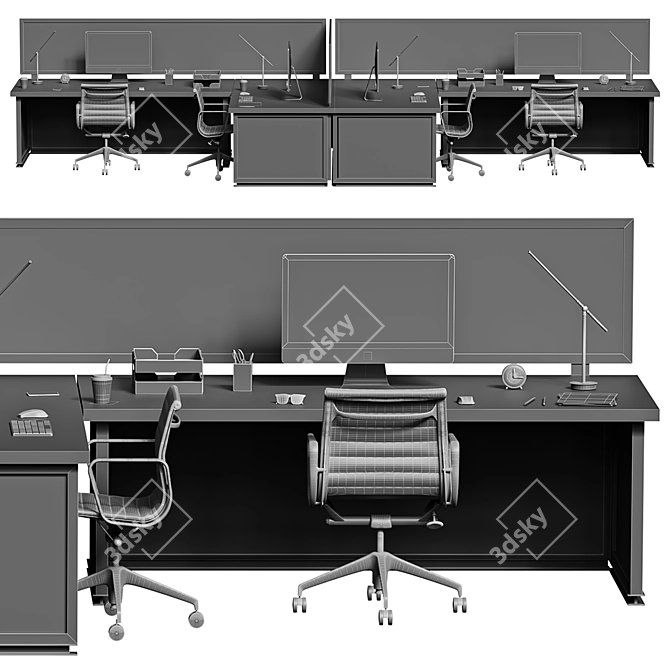 IKEA Office Table Set 3D model image 7