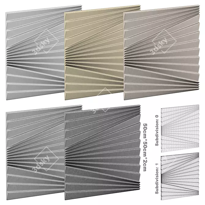 3D Wall Panels Pack - 5 Textures 3D model image 2