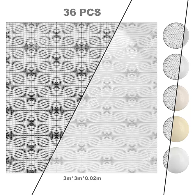 3D Wall Panels Pack - 5 Textures 3D model image 7