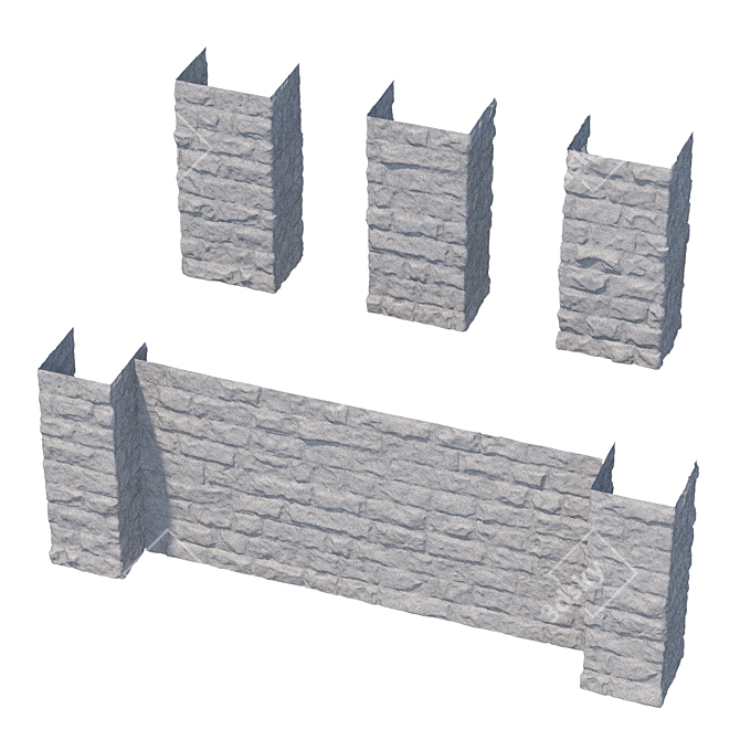 Stone Fence Kit - Travertine 3D model image 7