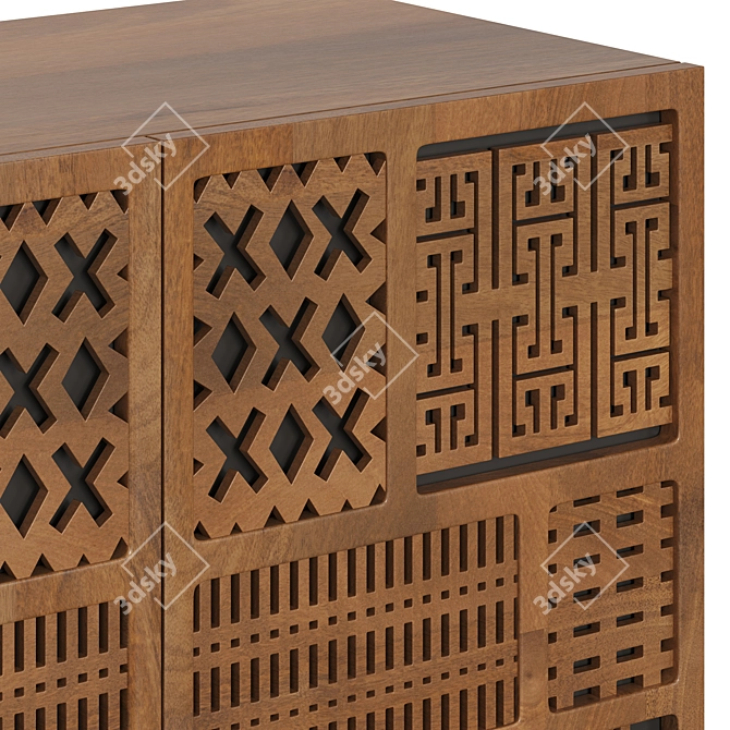 Stylishly Designed Solid Wood Sideboard 3D model image 2