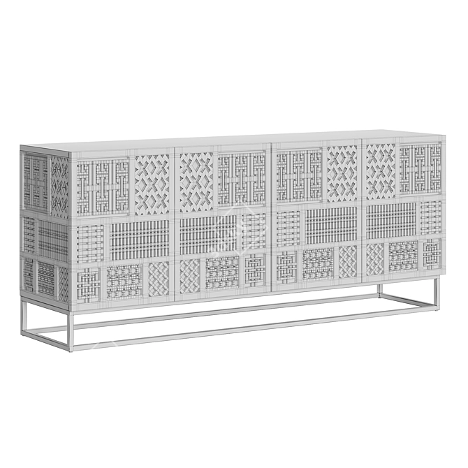 Stylishly Designed Solid Wood Sideboard 3D model image 3